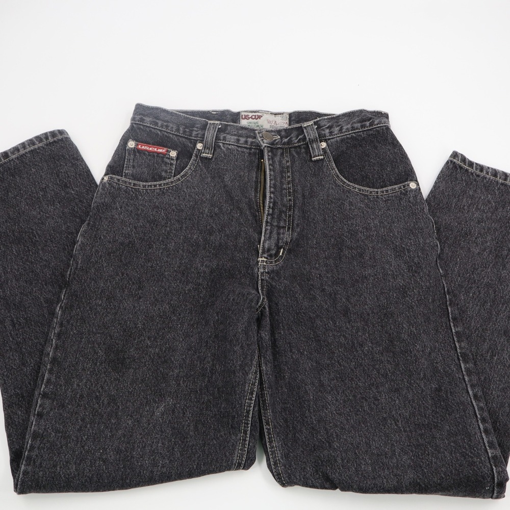 Vintage US-CUP Black Acid Wash Straight Leg Jeans Mens 30x30 High Rise 90s Denim